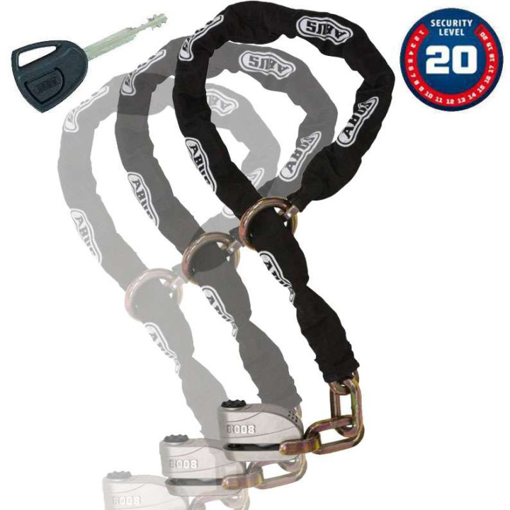 Alarmed motorcycle disc lock SRA ABUS Granit Detecto XPlus 8008 2.0 S'ENTROVRANT + chain 12KS Black Loop