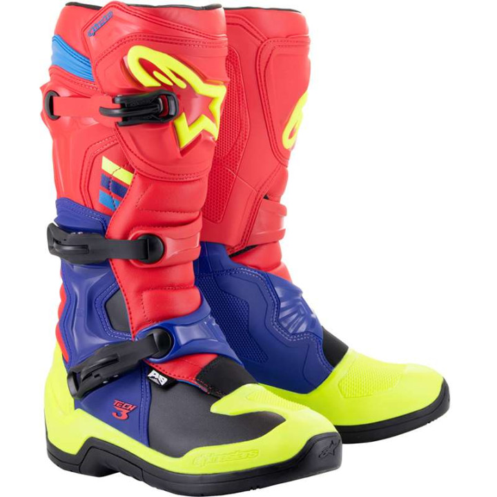 Bottes moto cross ALPINESTARS TECH 3 RED/BLUE/YELLOW Bottes moto cross ALPINESTARS TECH 3 RED/BLUE/YELLOW