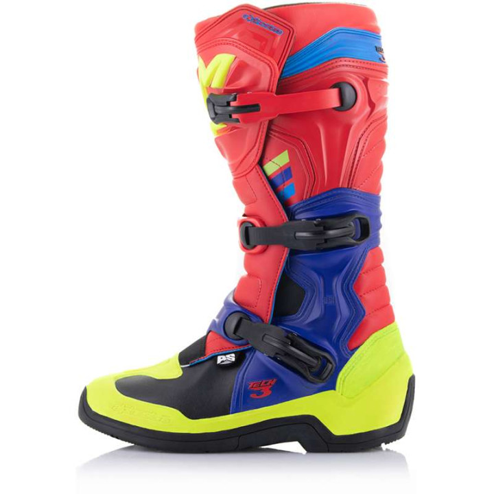 Bottes moto cross ALPINESTARS TECH 3 RED/BLUE/YELLOW