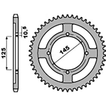 Couronne alu PBR 56 dents ultra-light pas 428 type 4482