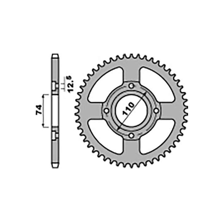 Couronne acier PBR 43 dents pas 530 type 854 Yamaha XS250 ALLOY WHEEL