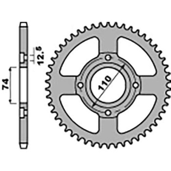 Couronne acier PBR 43 dents pas 530 type 854 Yamaha XS250 ALLOY WHEEL