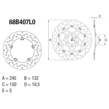 Disque de frein arrière Brembo Série Oro 68B407L0 Yamaha MT-07 MT-09