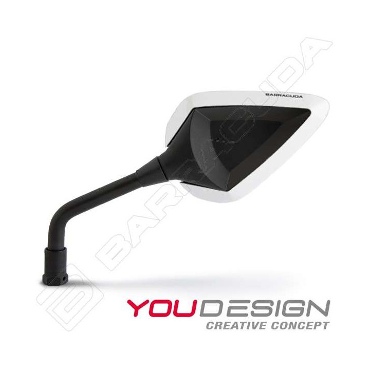 Motorcycle mirrors approved Barracuda R-VERSION Blanc