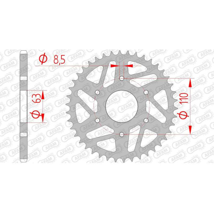 Couronne acier AFAM 45 dents pas 520 type 71202 KTM 390 Duke