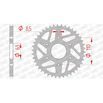 Couronne acier AFAM 45 dents pas 520 type 71202 KTM 390 Duke