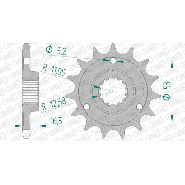 Pignon AFAM 15 dents pas 525 type 52613 Ducati 749 DARK