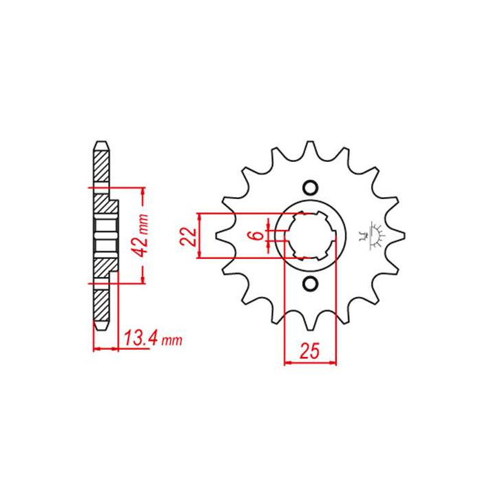 Pignon JT 15 dents pas 525 type 291