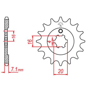 Pignon JT 14 dents pas 428 type 555