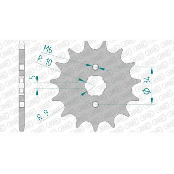 Pignon AFAM 15 dents pas 520 type 20301 Honda CB200 B