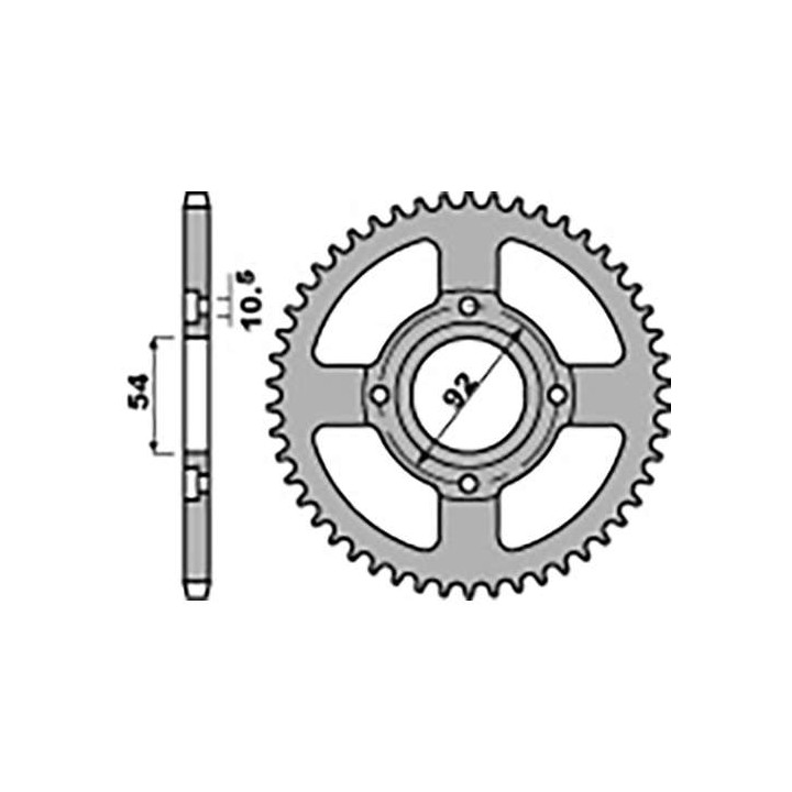 Couronne acier PBR 45 dents pas 428 type 835 Yamaha TZR125 Couronne acier PBR 45 dents pas 428 type 835 Yamaha TZR125
