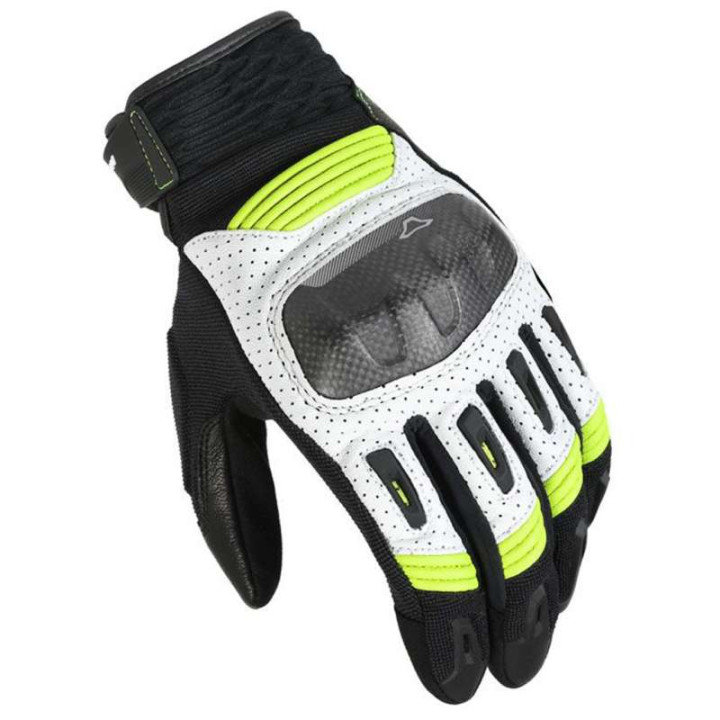 Gants moto Macna RIME Blanc/Jaune Fluo