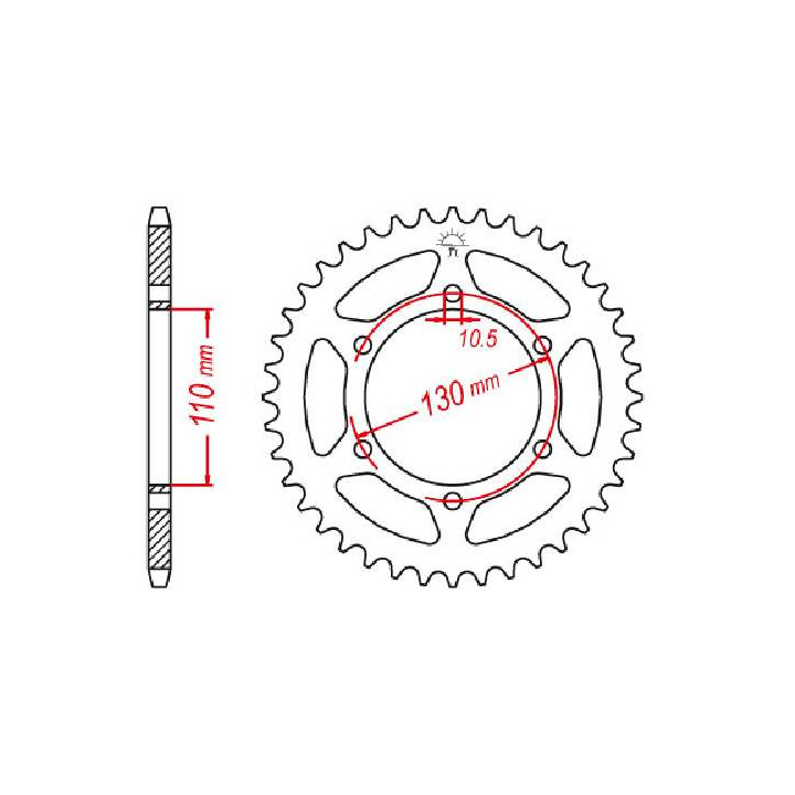 Couronne acier JT 47 dents pas 520 type 486