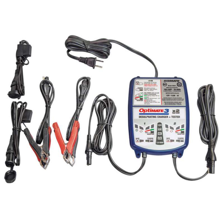 Chargeur de batterie Tecmate OPTIMATE 3x2 12V 2-50Ah