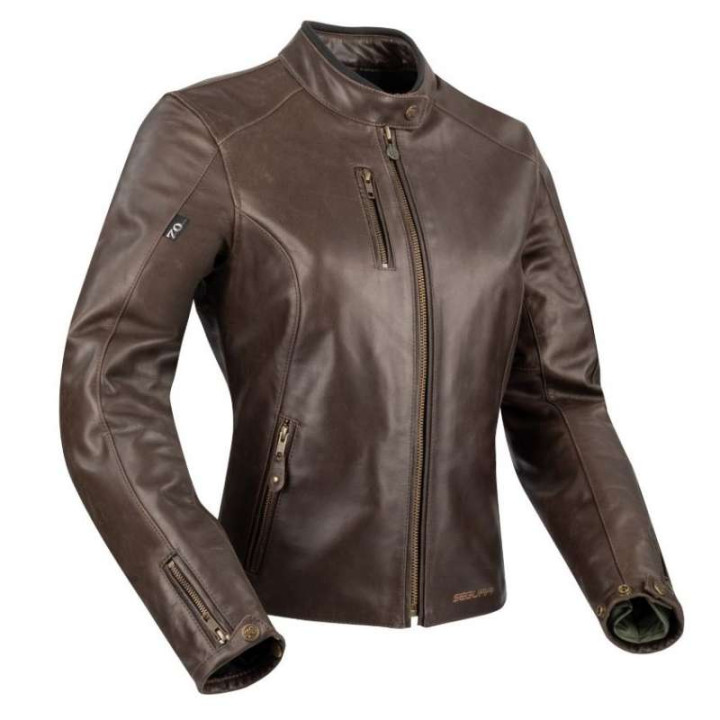 Blouson moto cuir femme Segura LADY LAXEY MARRON
