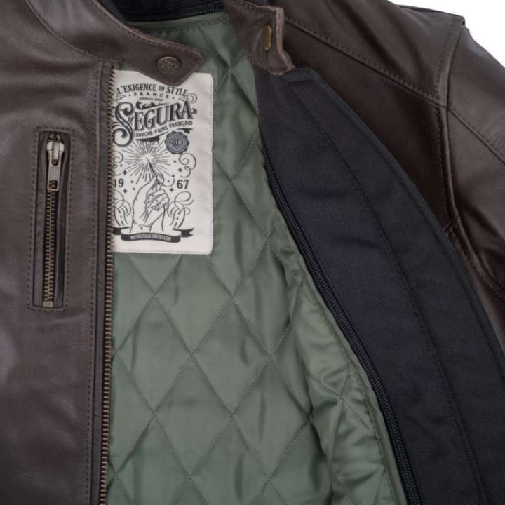 Blouson moto cuir femme Segura LADY LAXEY MARRON