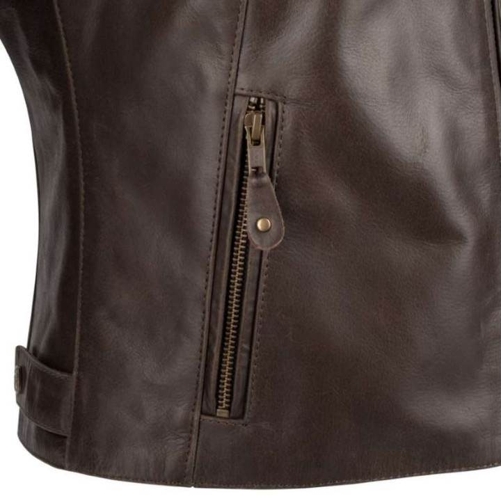Blouson moto cuir femme Segura LADY LAXEY MARRON