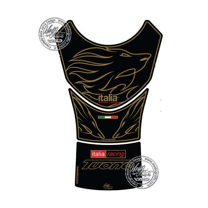 Protection de réservoir MOTOGRAFIX 3pcs noir/or Aprilia Tuono