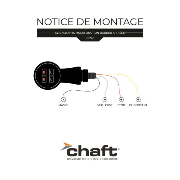 Clignotants moto + feu stop Chaft BOBBER