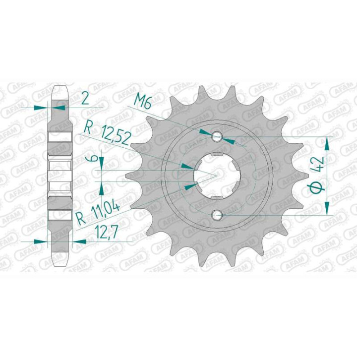 Pignon AFAM 17 dents pas 530 type 20502 Honda CB500