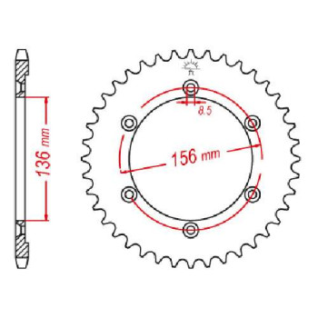 Couronne acier JT 42 dents pas 525 type 1791