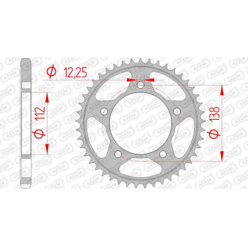 Couronne acier AFAM 45 dents pas 525 type 10613 Honda CB600F Hornet