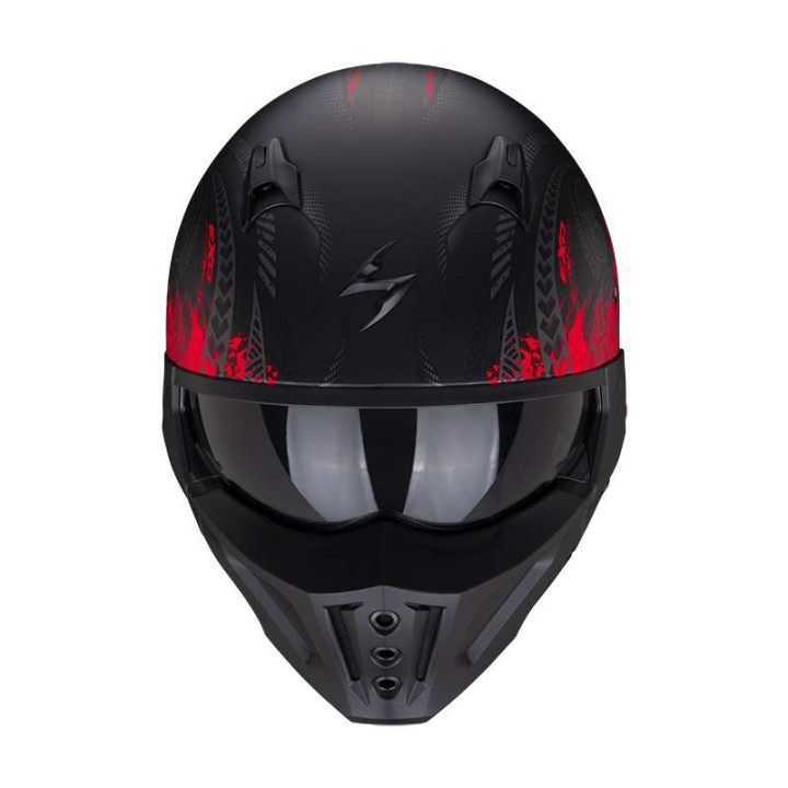 Casque Scorpion COVERT-X TATTOO NOIR MAT / ROUGE