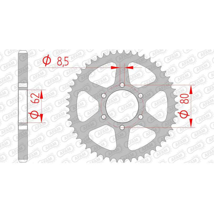 Couronne acier AFAM 54 dents pas 428 type 12208 Yamaha TW125