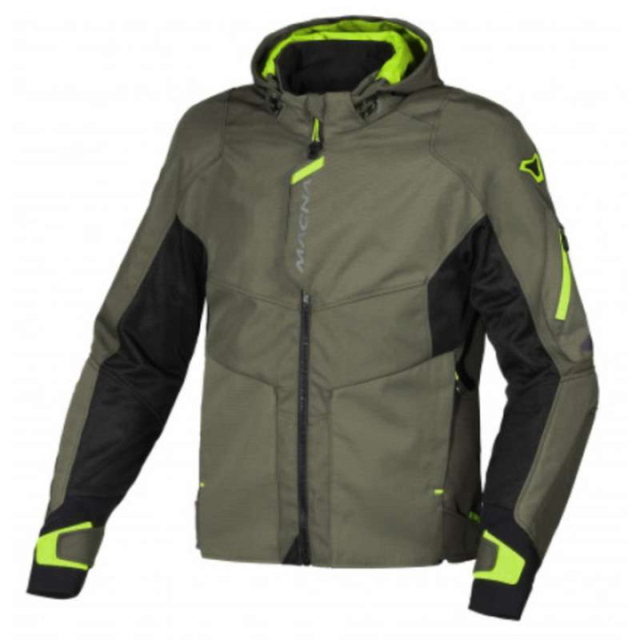 Macna BEACON motorcycle jacket Green/Fluorescent yellow