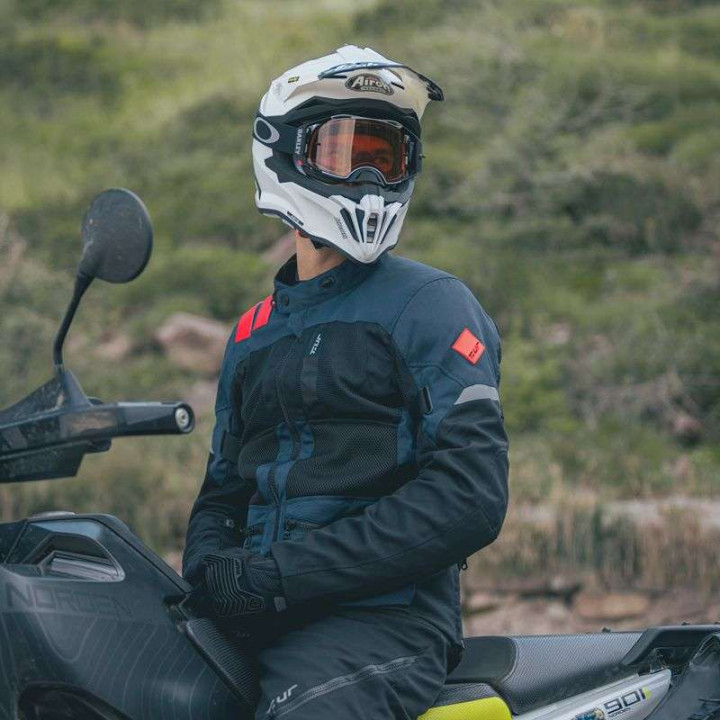 Veste moto T.UR TRANSFER HYDROSCUD Noir/Bleu