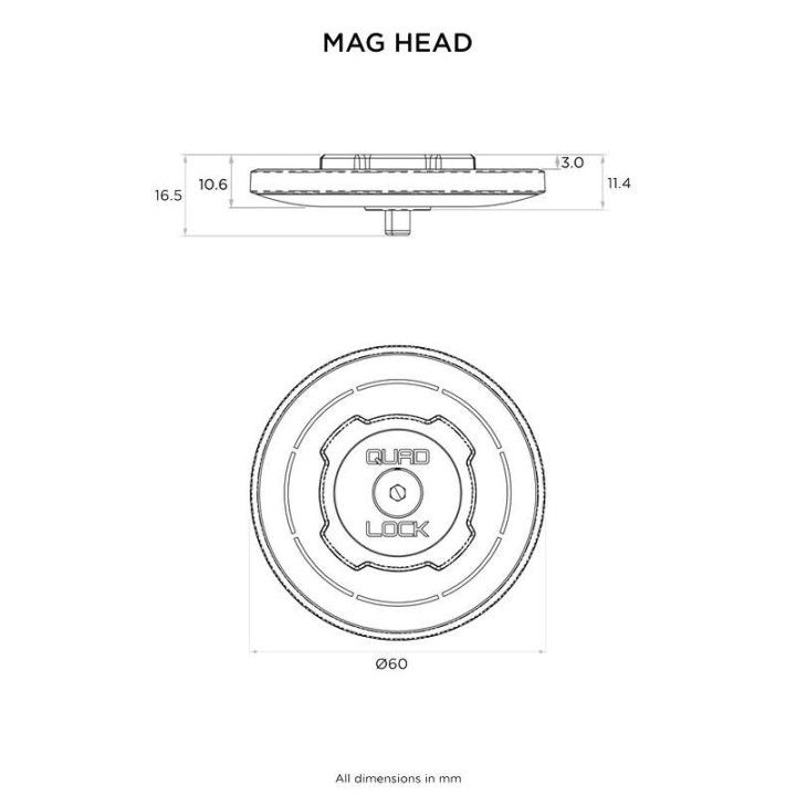 Tête standard Quad Lock MAG Tête standard Quad Lock MAG