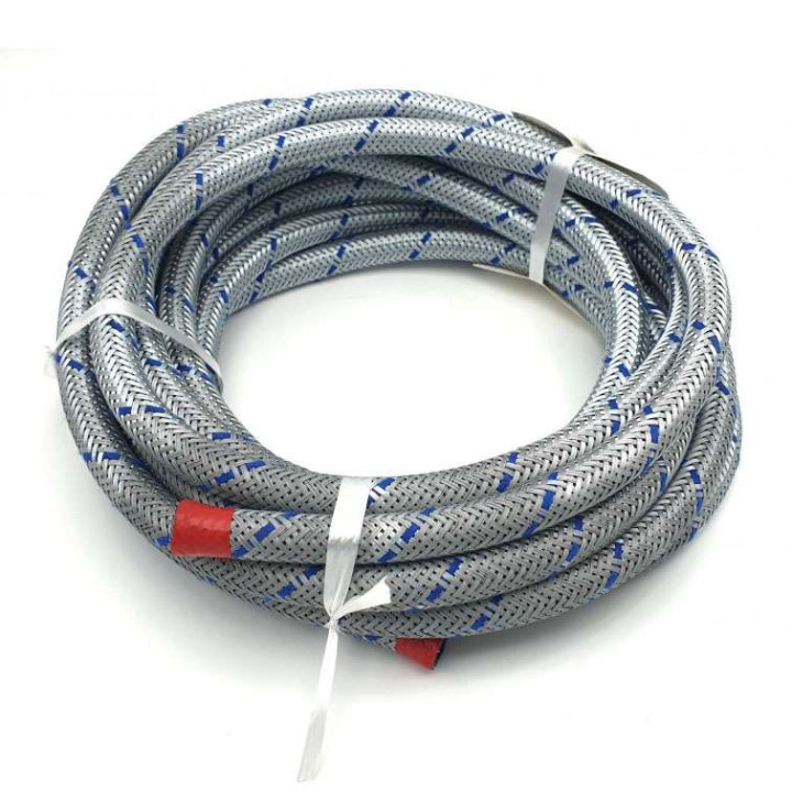 Gasoline hose metal braided/blue wire 6x10,5mm - 5M