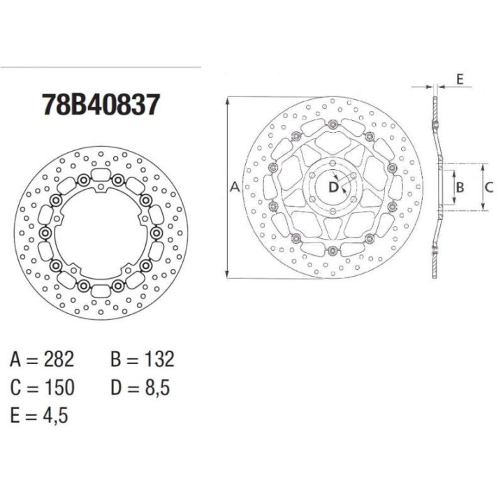 Front brake disc Brembo Series Oro 78B40837 Yamaha MT-07 / XSR700