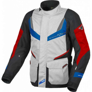 Veste moto Macna RANCHER Gris/Bleu/Rouge
