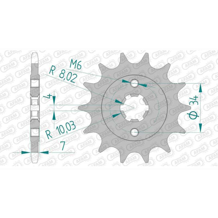 Pignon AFAM 13 dents pas 520 type 73203 KTM 125 Duke