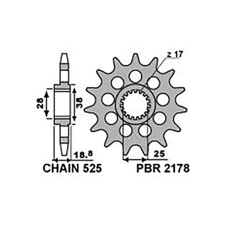 Pignon PBR 15 dents pas 520 type 2178