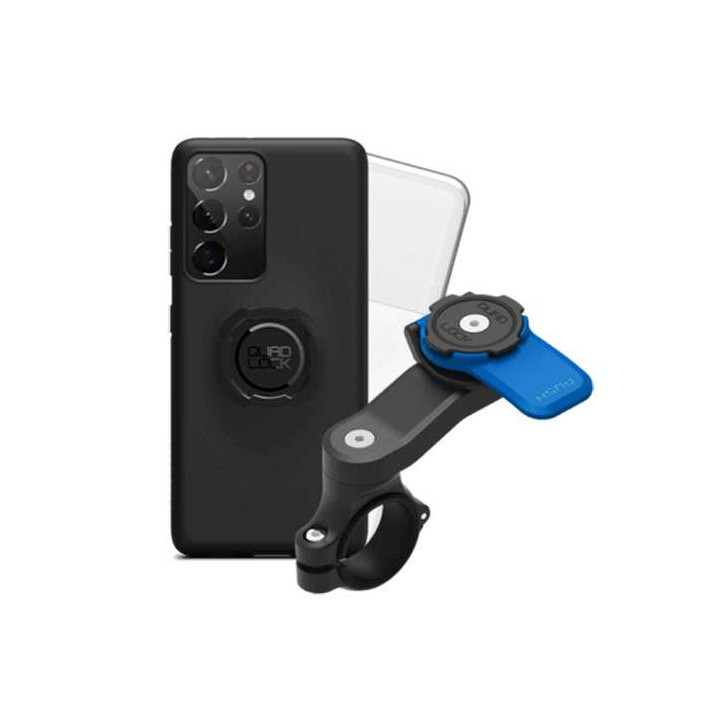 Pack Quad Lock Handlebar Mount + coque Galaxy S21 Ultra + protection pluie