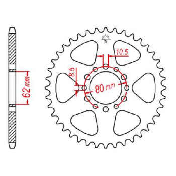 Couronne acier JT 45 dents pas 520 type 845 Couronne acier JT 45 dents pas 520 type 845