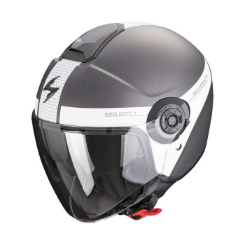 Casque moto Scorpion EXO-CITY II SHORT Argent mat / Blanc