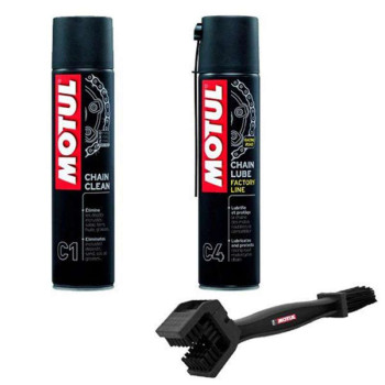 Kit entretien chaine MOTUL C1+C4 ROAD + brosse à chaine