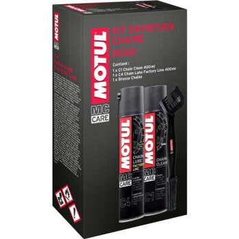 Kit entretien chaine MOTUL C1+C4 ROAD + brosse à chaine