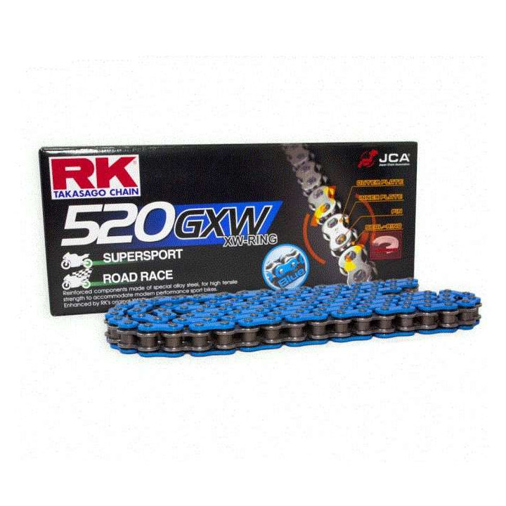Chaîne transmission Bleue RK 520 GXW 112 Maillons (à riveter)