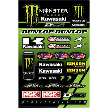 Planche de stickers D'COR MONSTER KAWASAKI Planche de stickers D'COR MONSTER KAWASAKI