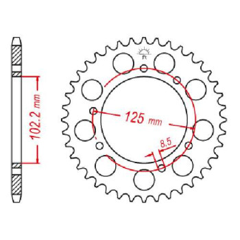 Couronne acier JT 53 dents pas 420 type 1132