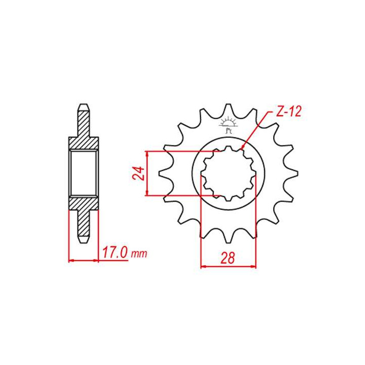 Pignon JT 14 dents pas 530 type 295