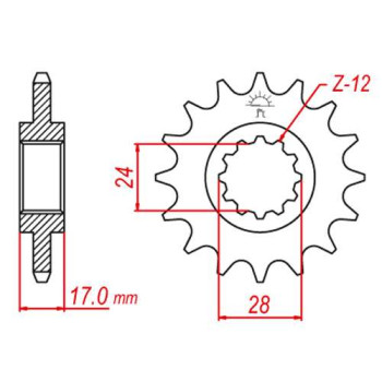 Pignon JT 14 dents pas 530 type 295