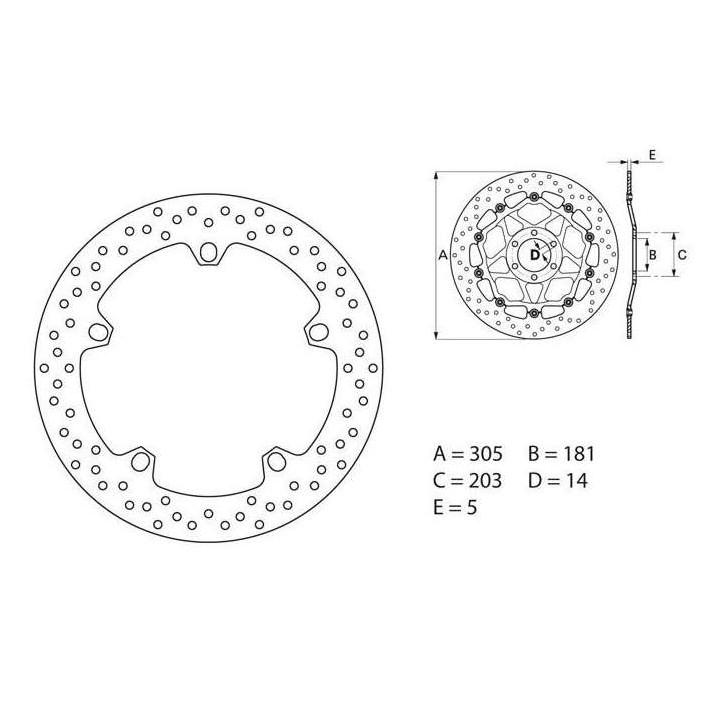 Disque de frein avant Brembo Série Oro 168B407D6 BMW R850R/GS R1100/1150GS R1200GS