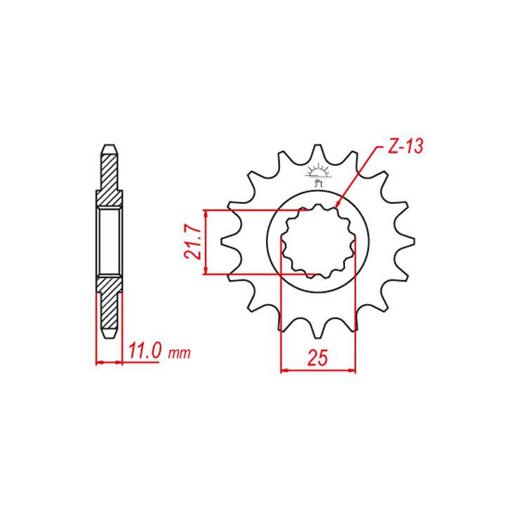 Pignon JT 17 dents pas 532 type 584