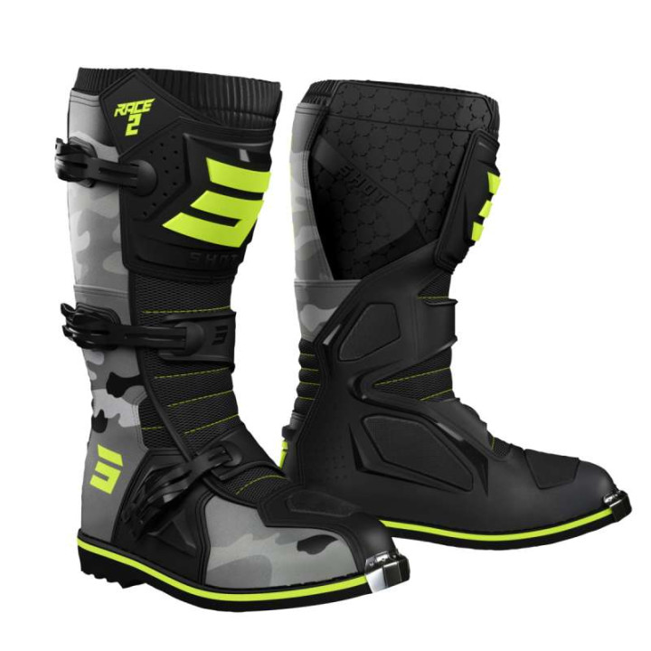 Shot RACE 2 KID CAMO NEON YELLOW children's motocross boots Shot RACE 2 KID CAMO NEON YELLOW children's motocross boots