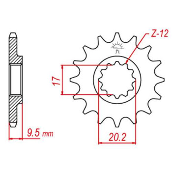 Pignon JT 14 dents pas 420 type 1906